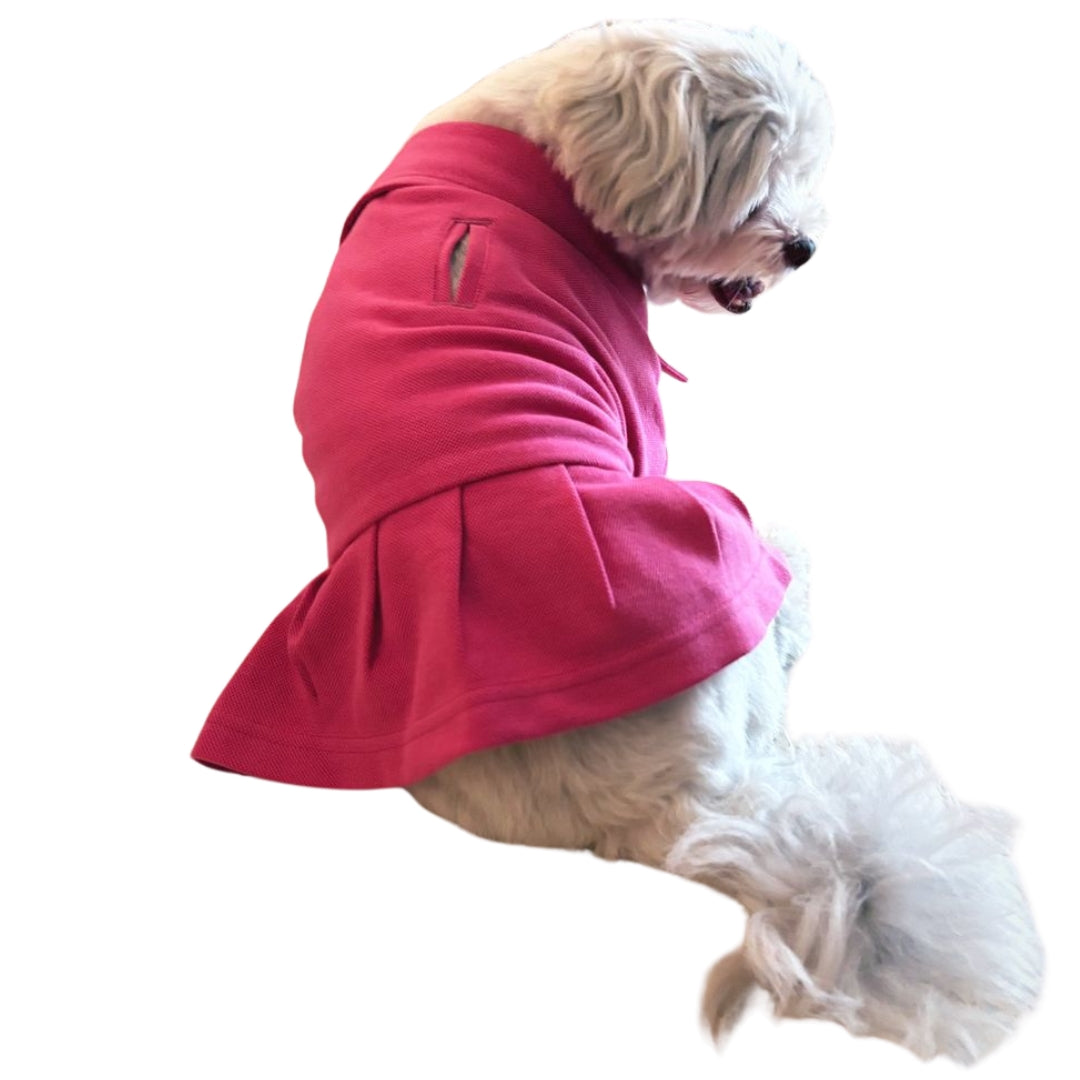 Polo T-Shirt with Skirt (Female Dogs) - Rose Pink