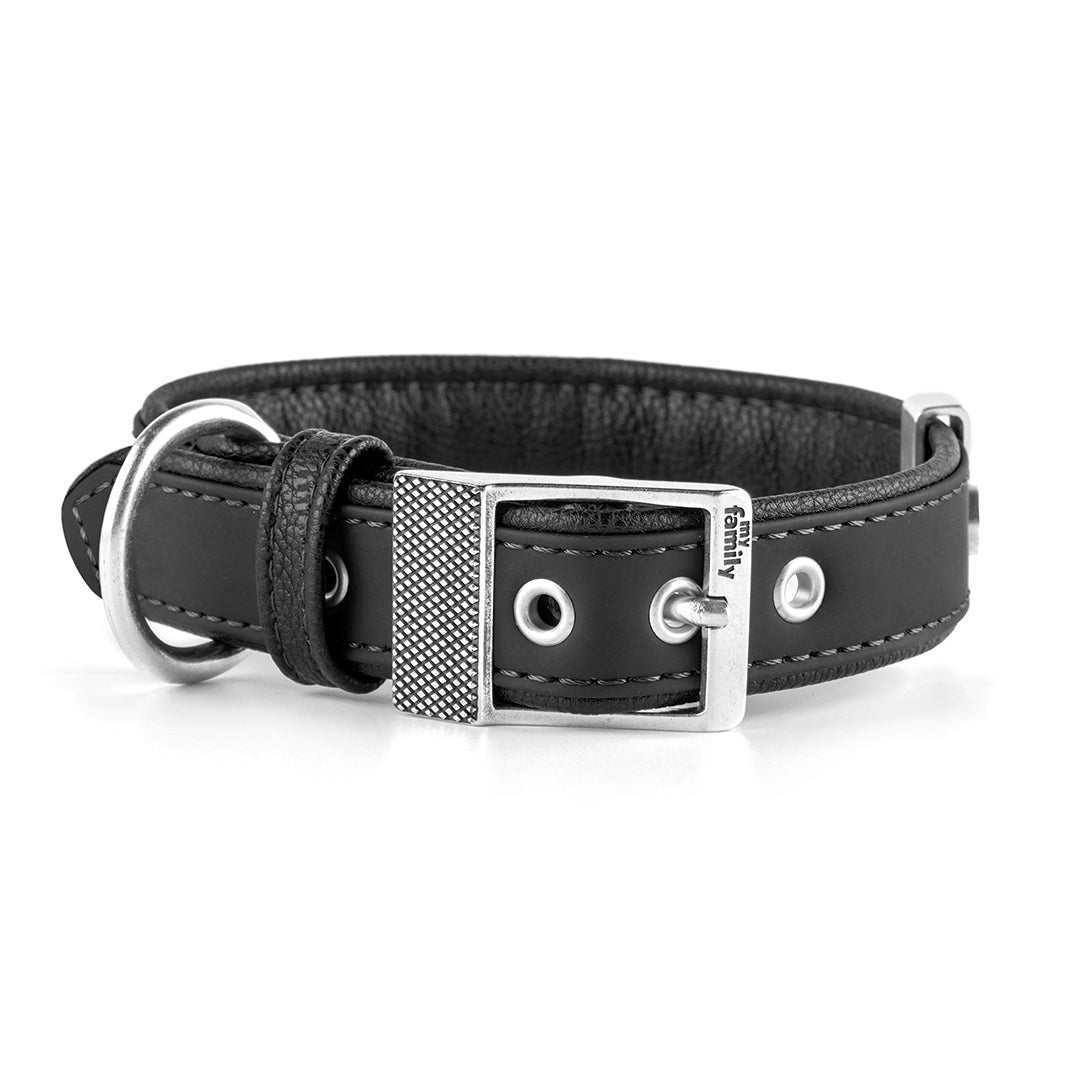 MyFamily Bilbao Dog Collar in Fine Crafted Black Leatherette