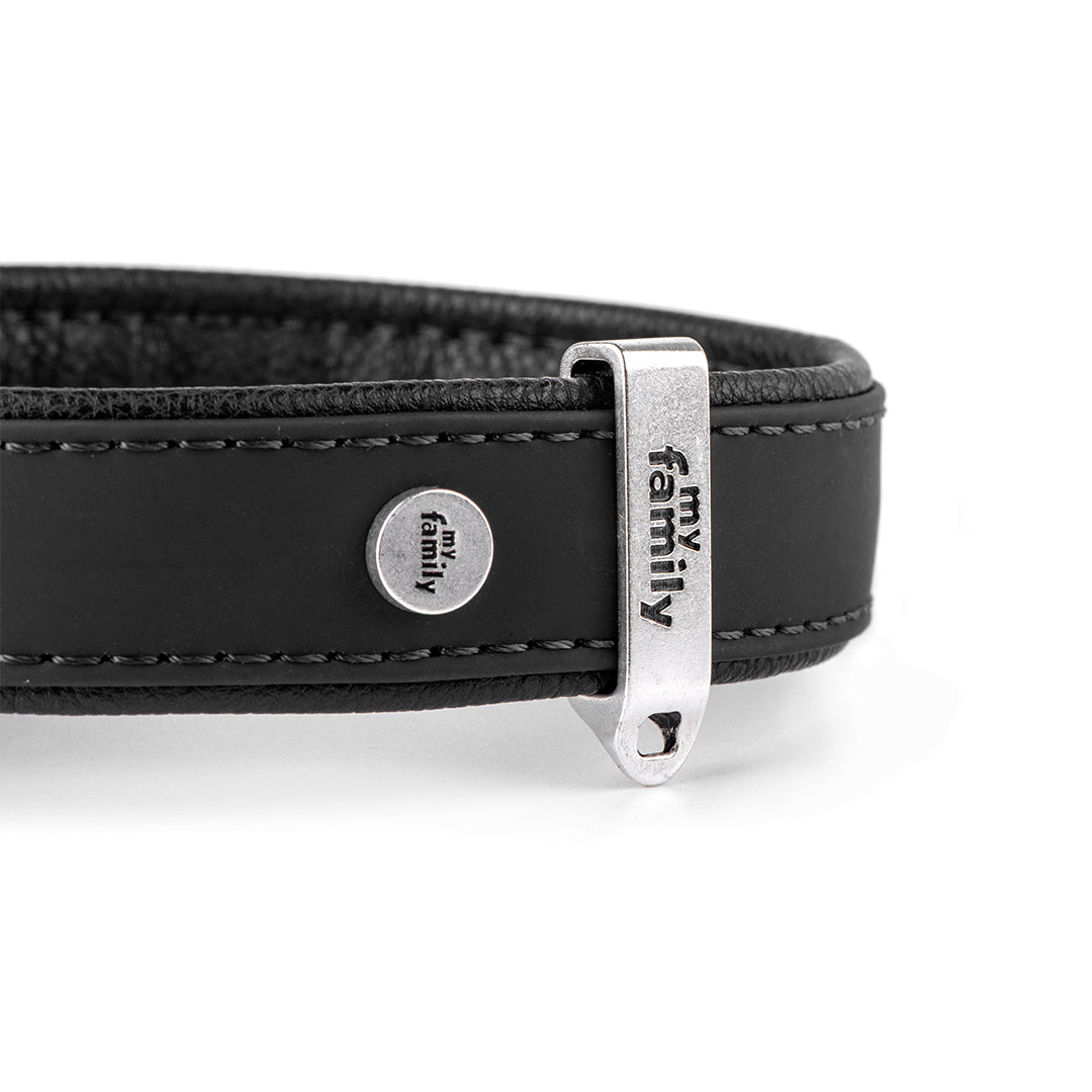 MyFamily Bilbao Dog Collar in Fine Crafted Black Leatherette