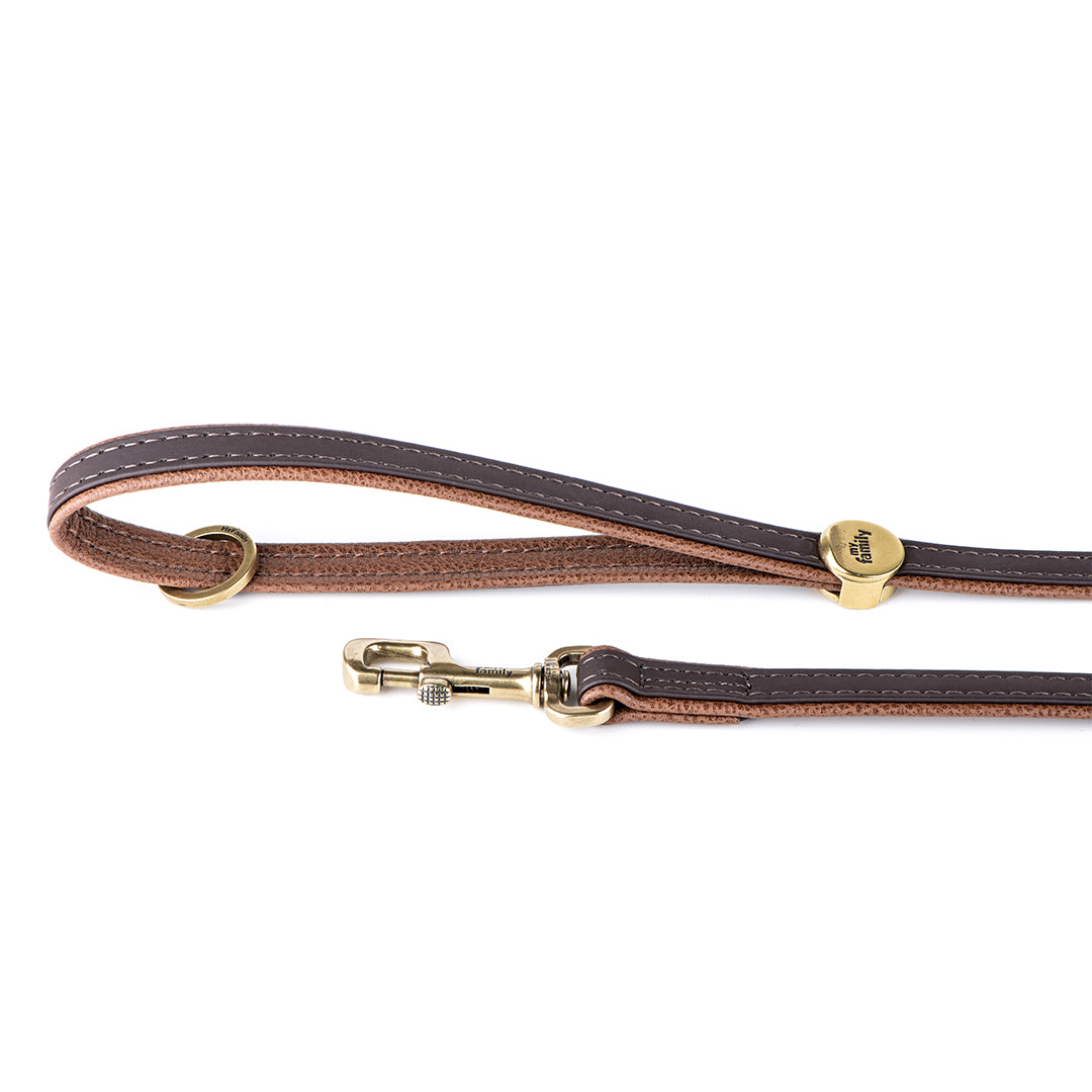 MyFamily Bilbao Dog Leash in Fine Crafted Brown Leatherette