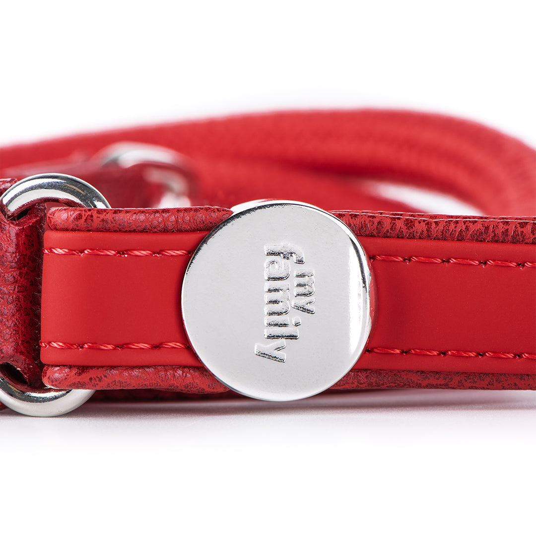 MyFamily Bilbao Dog Leash in Fine Crafted Red Leatherette and Rope