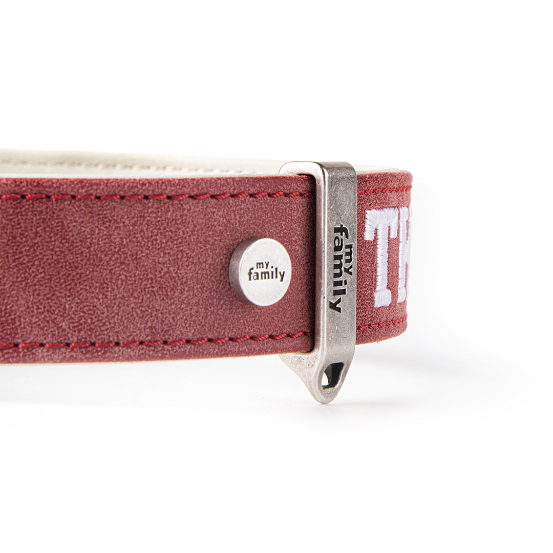 MyFamily Royal Dog Collar in Fine Crafted Bordeaux Leatherette