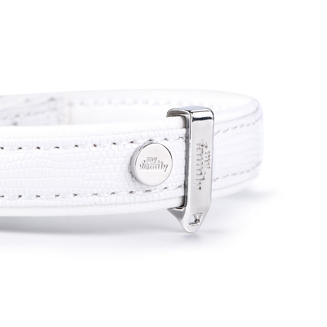 MyFamily Saint Tropez Dog Collar in Fine Crafted White Leatherette