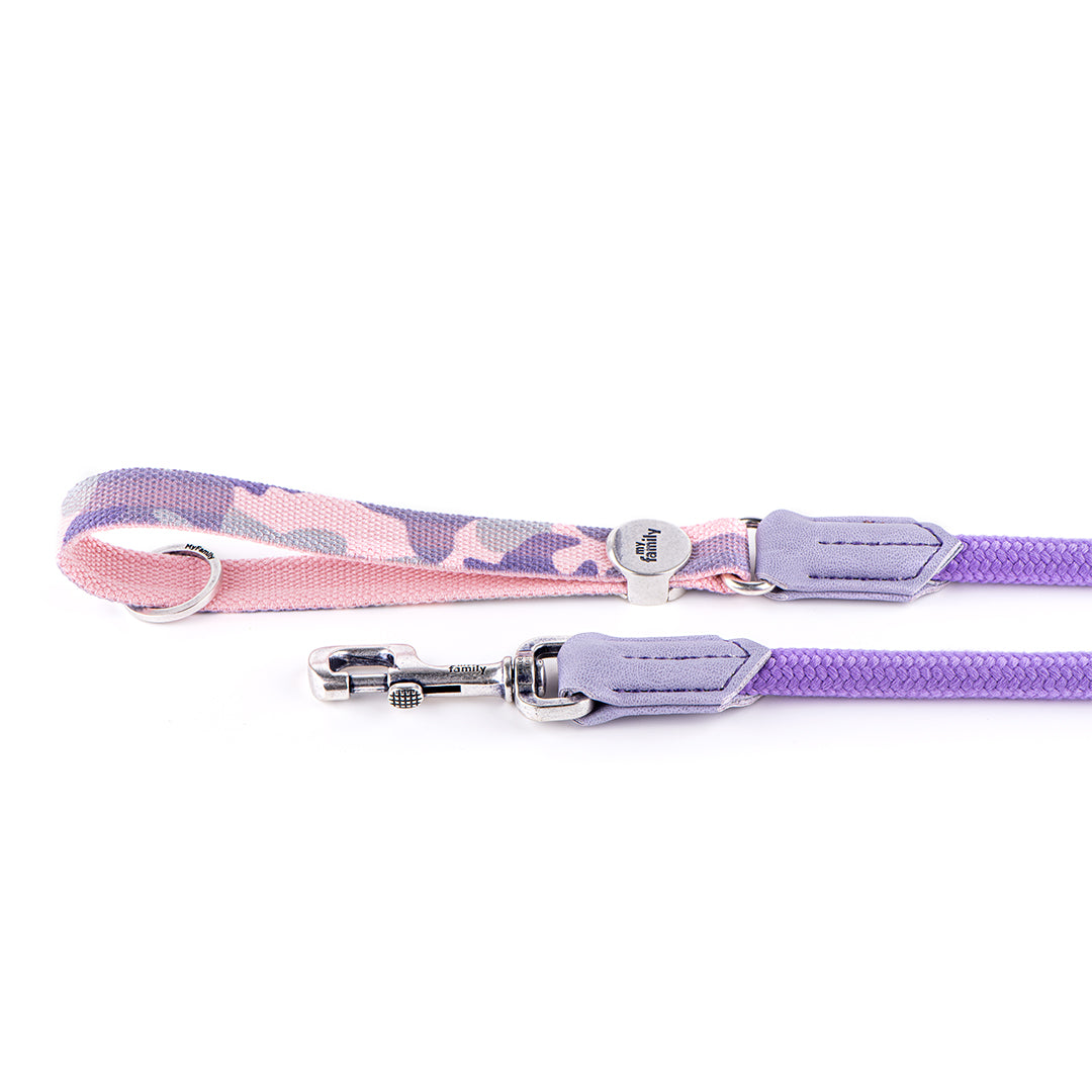 MyFamily West Point Dog Leash in Pink Camouflage Mixed Cotton and Rope
