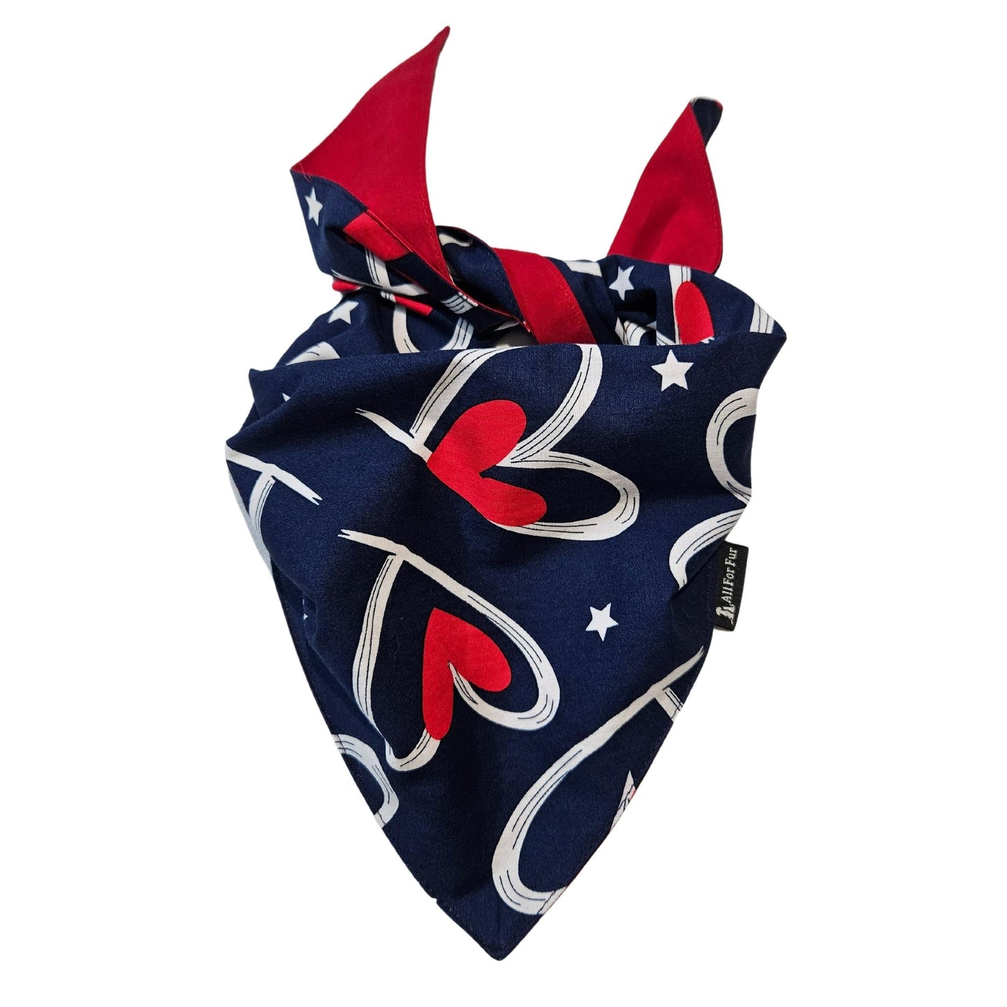 Blue & Red Hearts | Knot & Tie Bandana