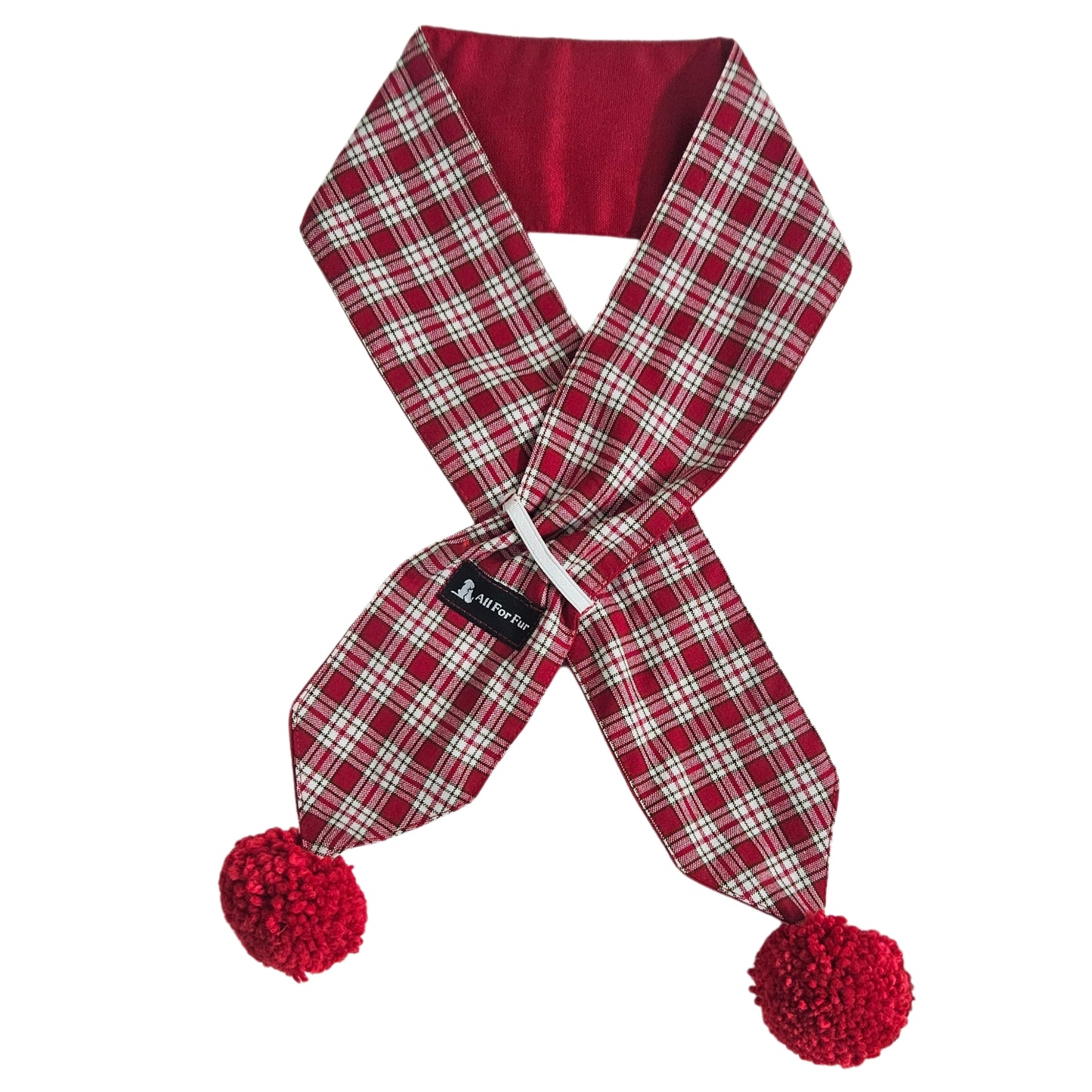 Red Christmas with Pom Pom Reversible Dog Scarf