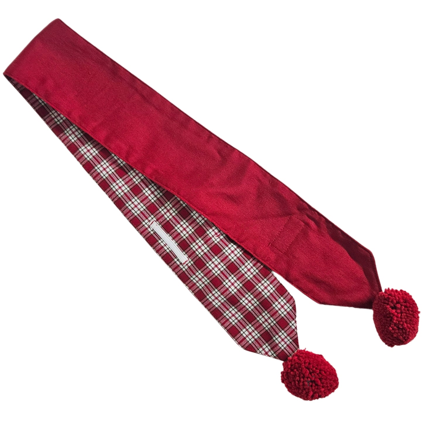 Red Christmas with Pom Pom Reversible Dog Scarf