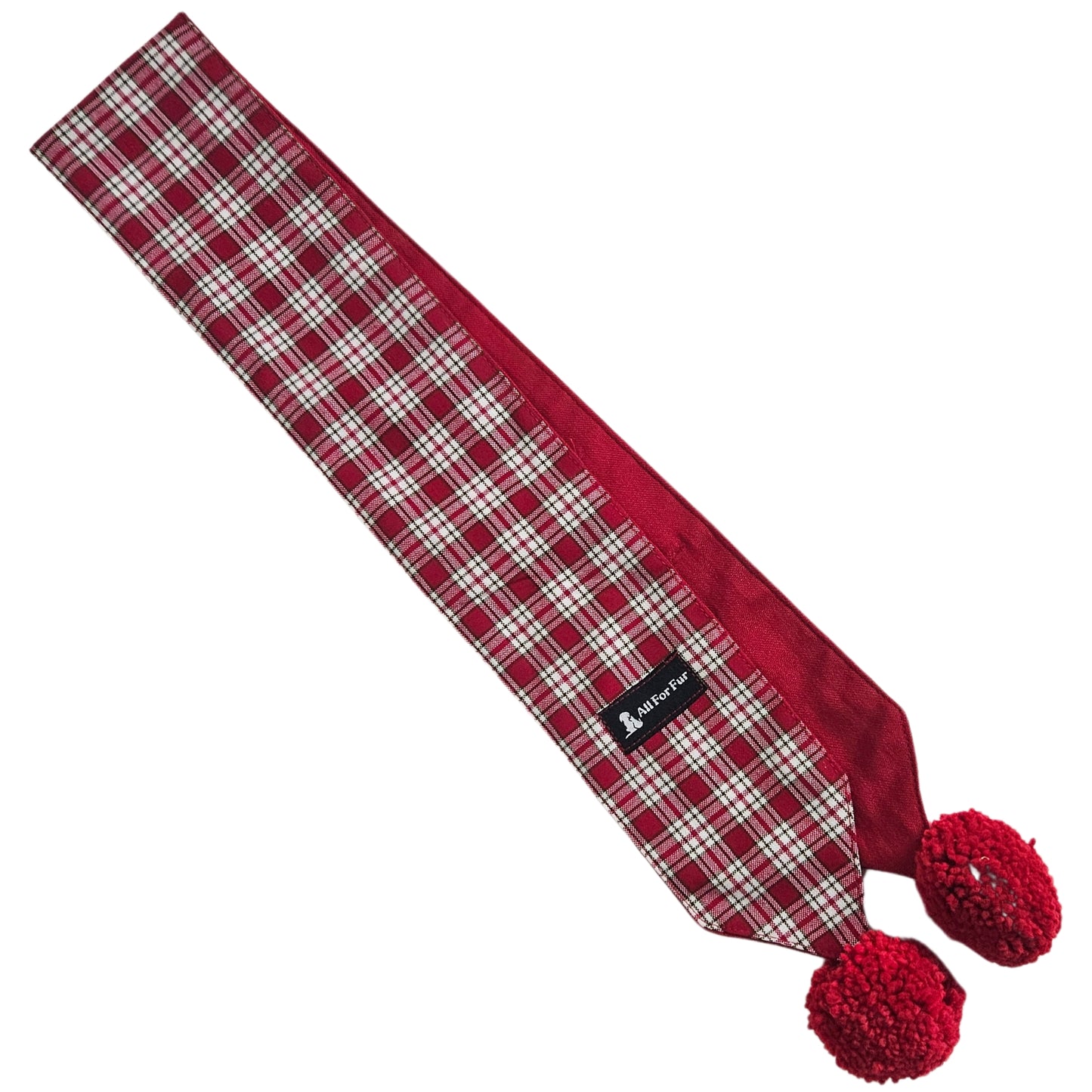 Red Christmas with Pom Pom Reversible Dog Scarf