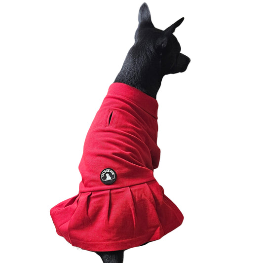 Polo T-Shirt with Skirt (Female Dogs) - Classic Red