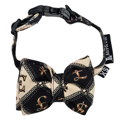 Money Mafia Print Cat & Puppy Bow Tie | Snap-Buckle Closure | D-Ring Attachment