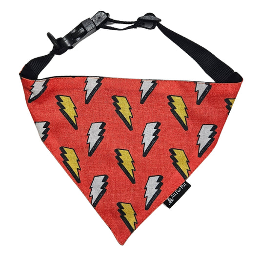 Red Lightening Bandana | Snap-Buckle Closure | D-Ring Attachment