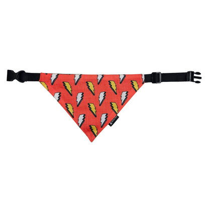 Red Lightening Bandana | Snap-Buckle Closure | D-Ring Attachment