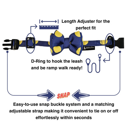 Purple Polka Cat & Puppy Bow Tie | Snap-Buckle Closure | D-Ring Attachment