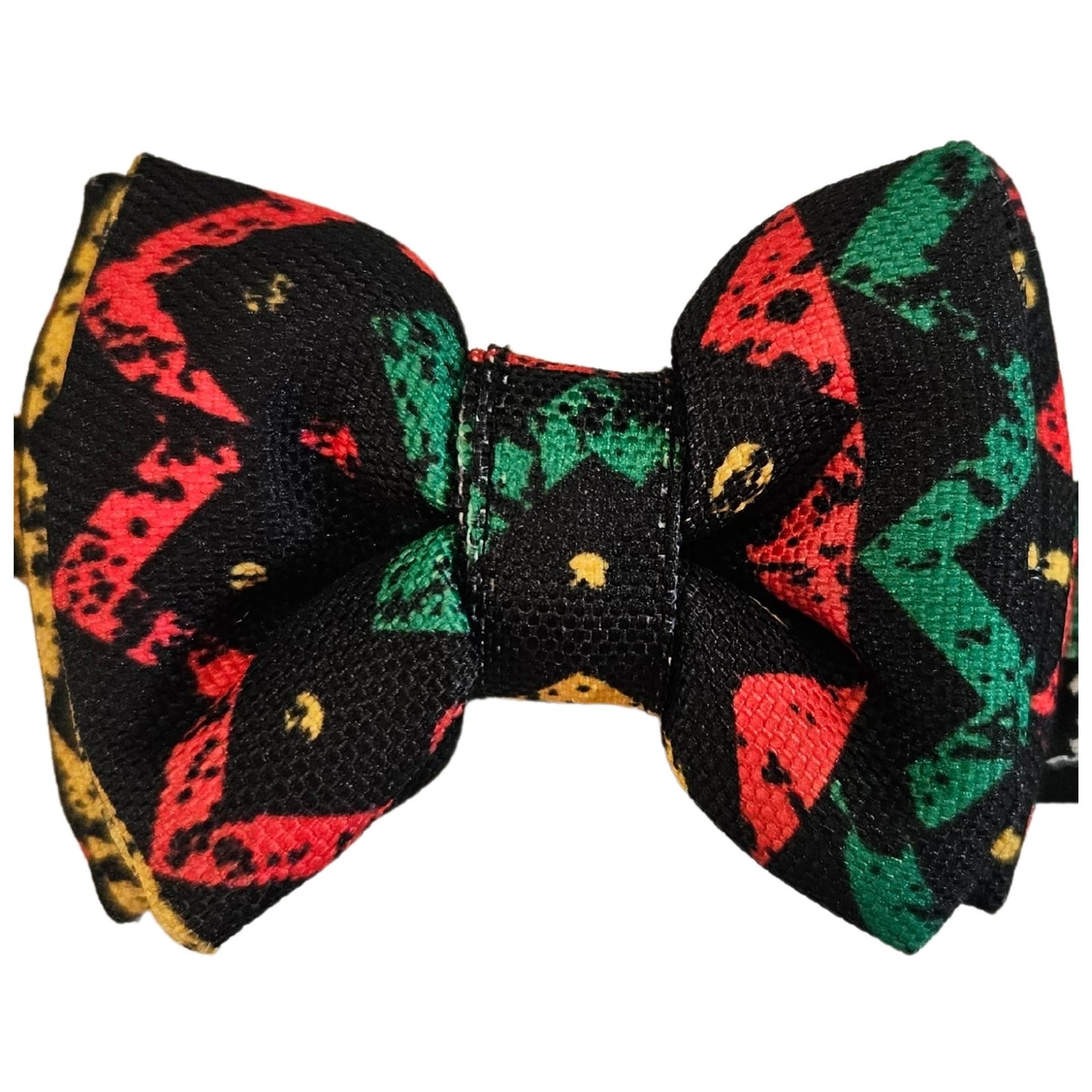 Black Bohemian Cat & Puppy Bow Tie | Snap-Buckle Closure | D-Ring Attachment