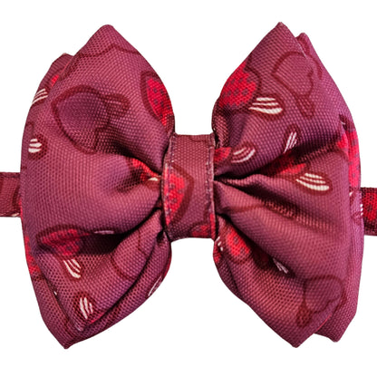 Purple Hearts Bow Tie | Snap-Buckle Closure | D-Ring Attachment