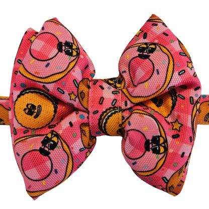 Pink Doughnuts Bow Tie | Snap-Buckle Closure | D-Ring Attachment