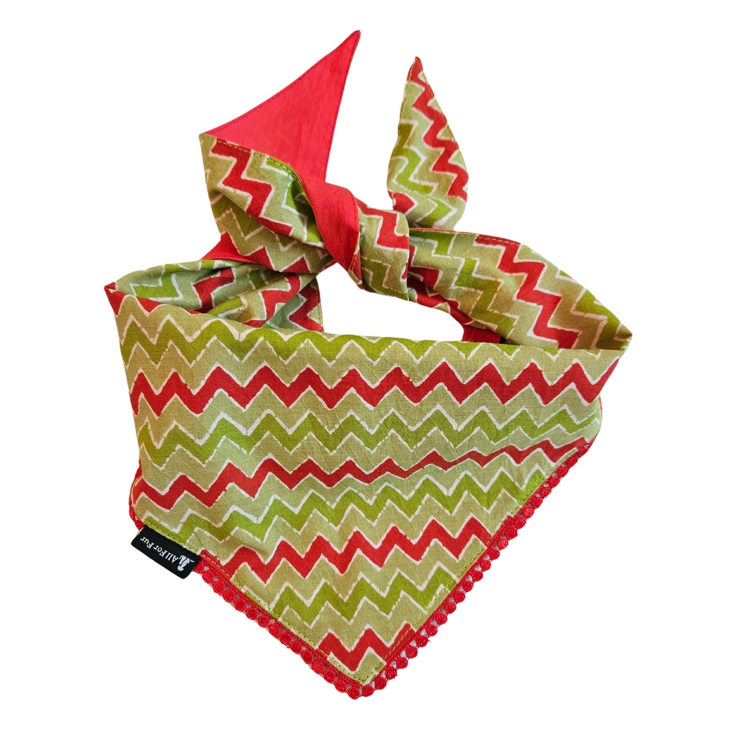 Red & Green Ethnic | Knot & Tie Bandana