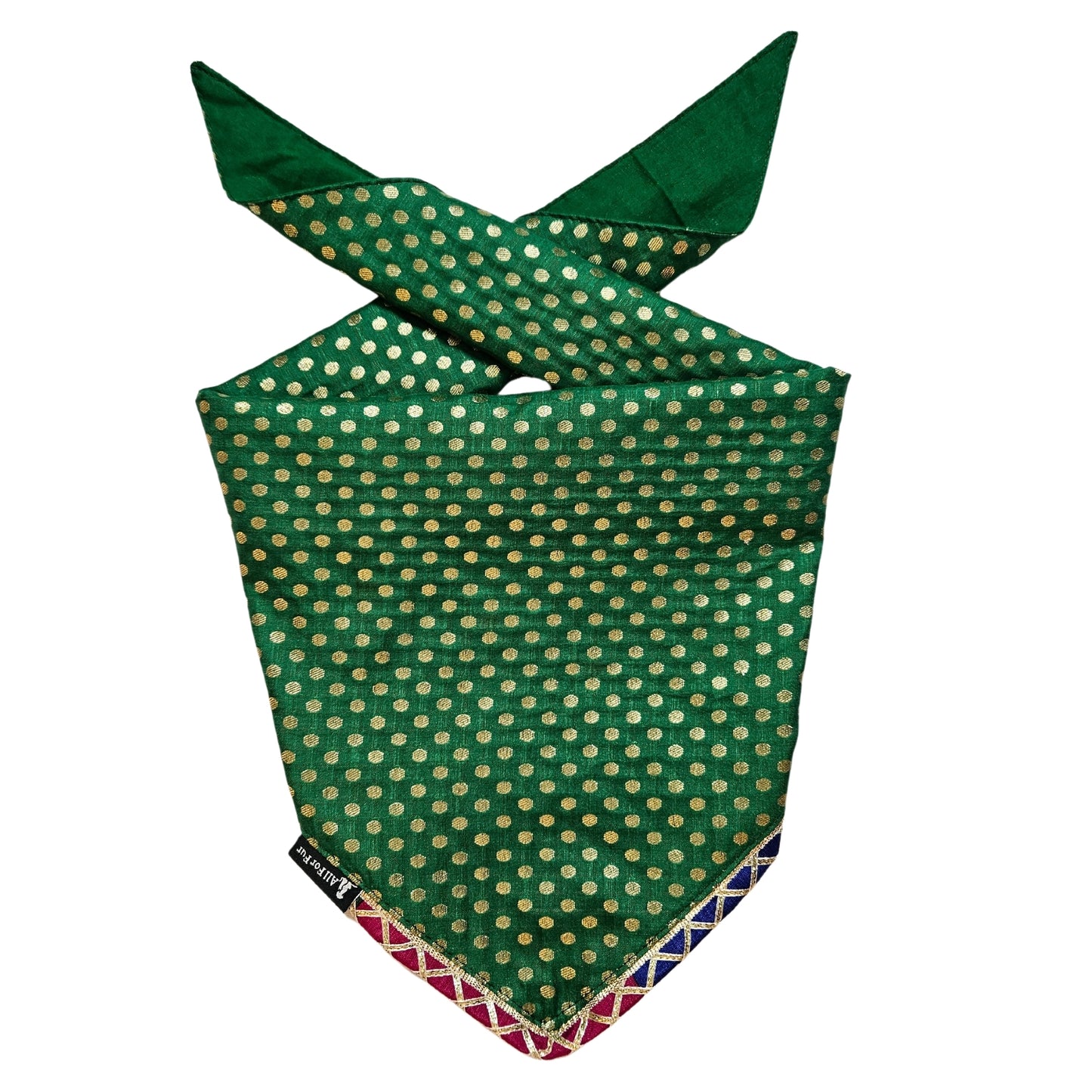 Festive Green Brocade | Knot & Tie Bandana