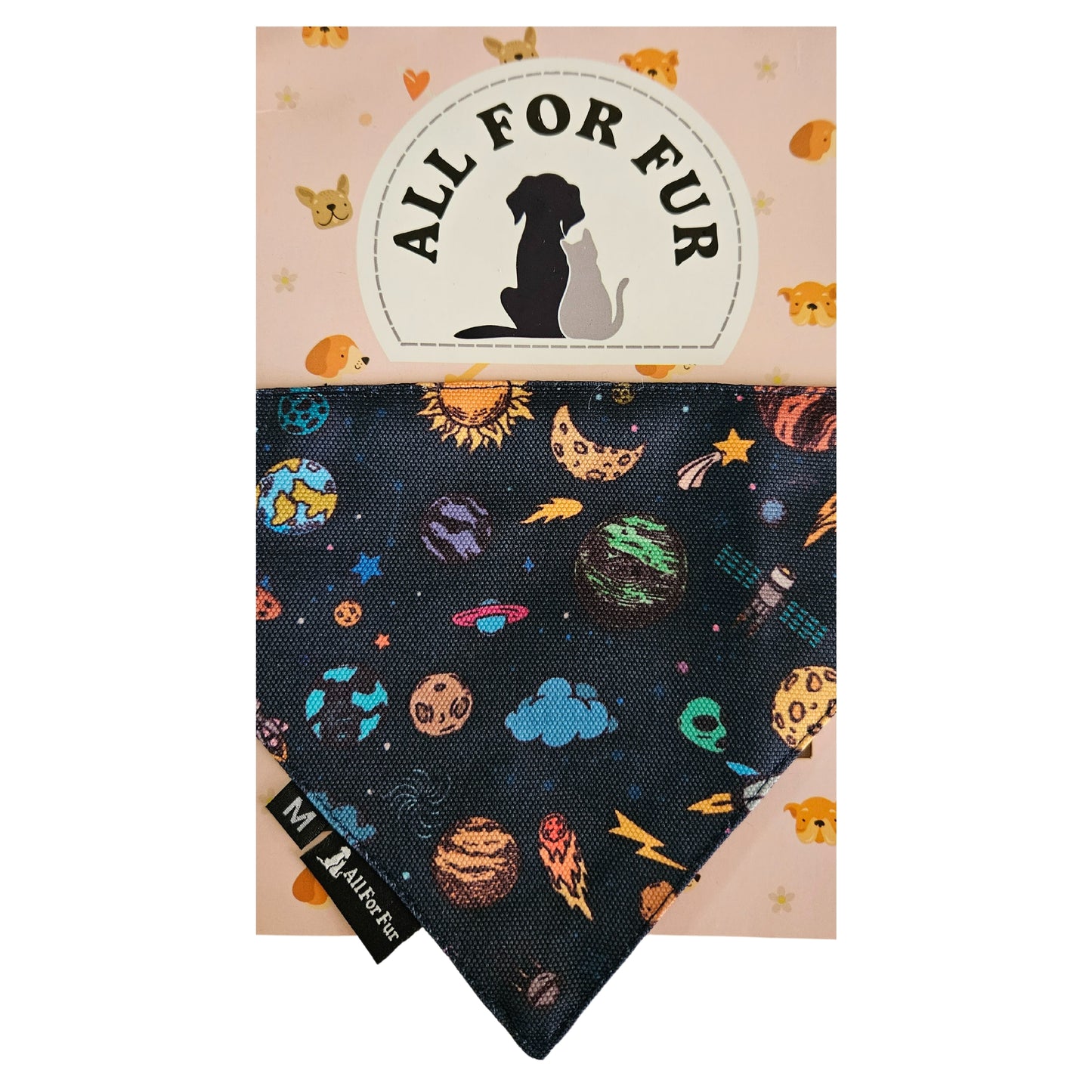 Blue Space World Bandana | Snap-Buckle Closure | D-Ring Attachment