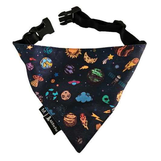 Blue Space World Bandana | Snap-Buckle Closure | D-Ring Attachment