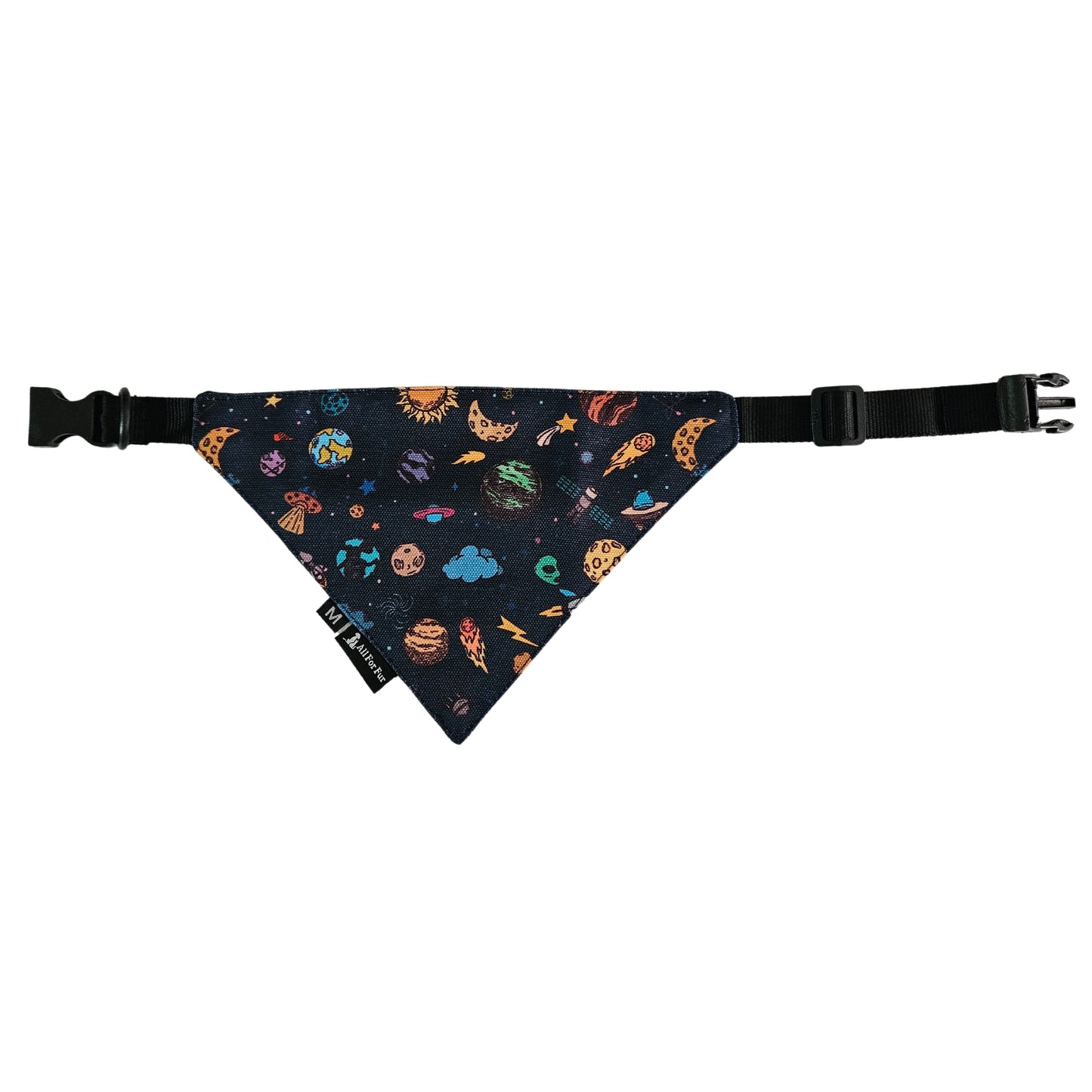 Blue Space World Bandana | Snap-Buckle Closure | D-Ring Attachment