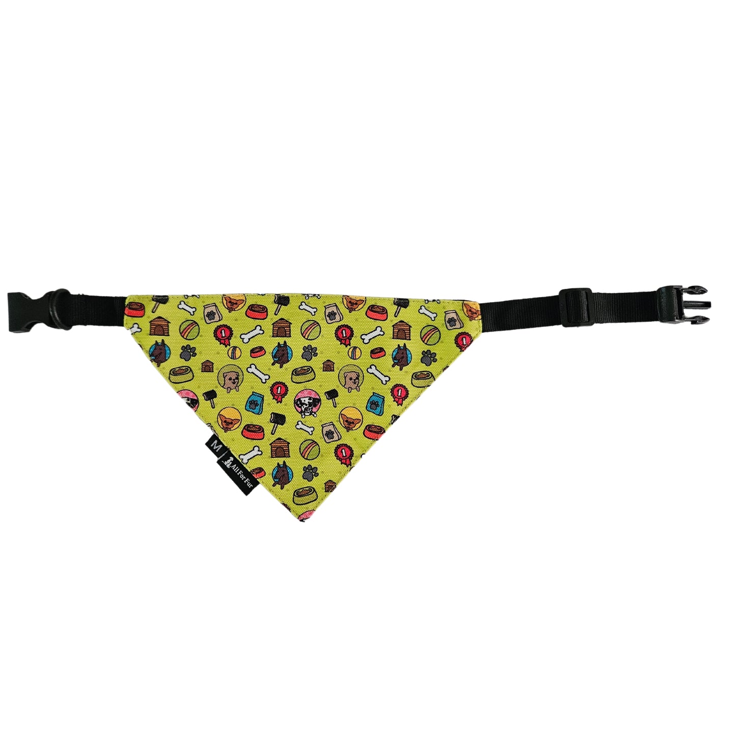 Neon Bone Dog Print Bandana | Snap-Buckle Closure | D-Ring Attachment