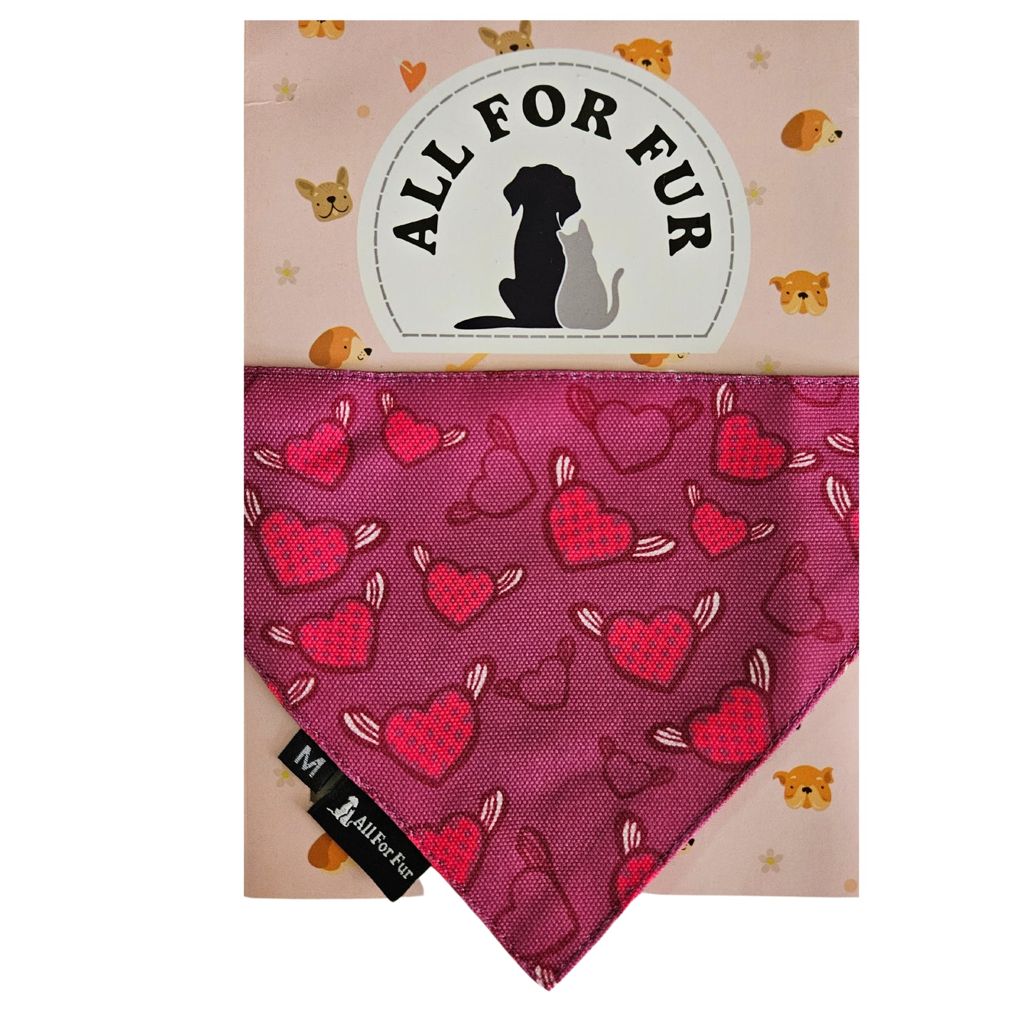 Purple Hearts Bandana | Snap-Buckle Closure | D-Ring Attachment