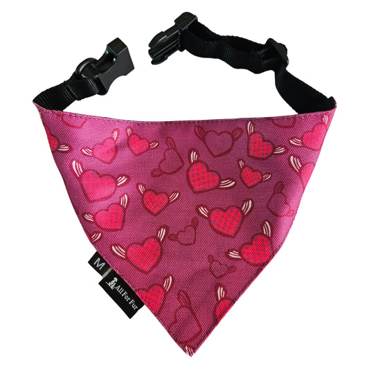 Purple Hearts Bandana | Snap-Buckle Closure | D-Ring Attachment