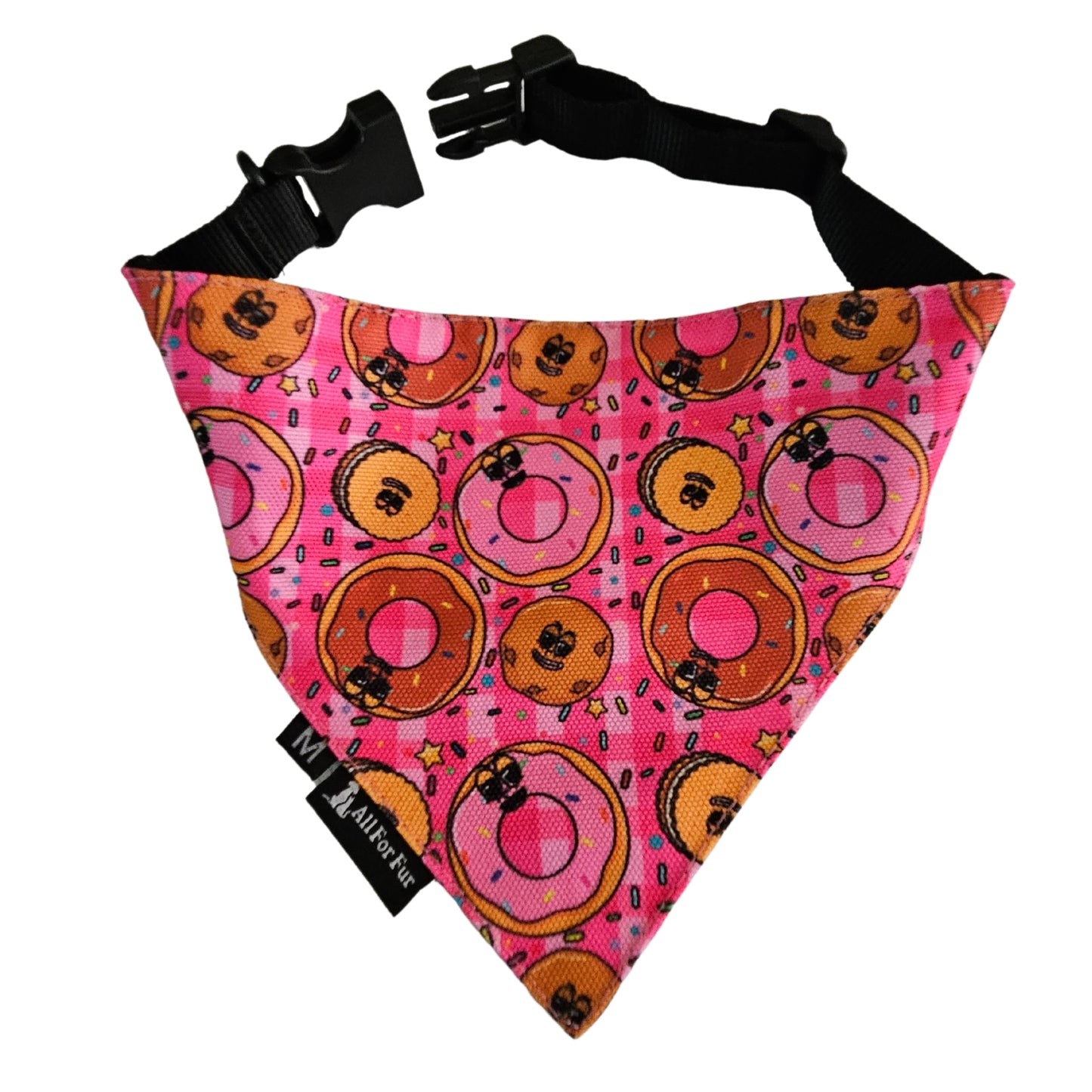 Pink Doughnuts Bandana | Snap-Buckle Closure | D-Ring Attachment