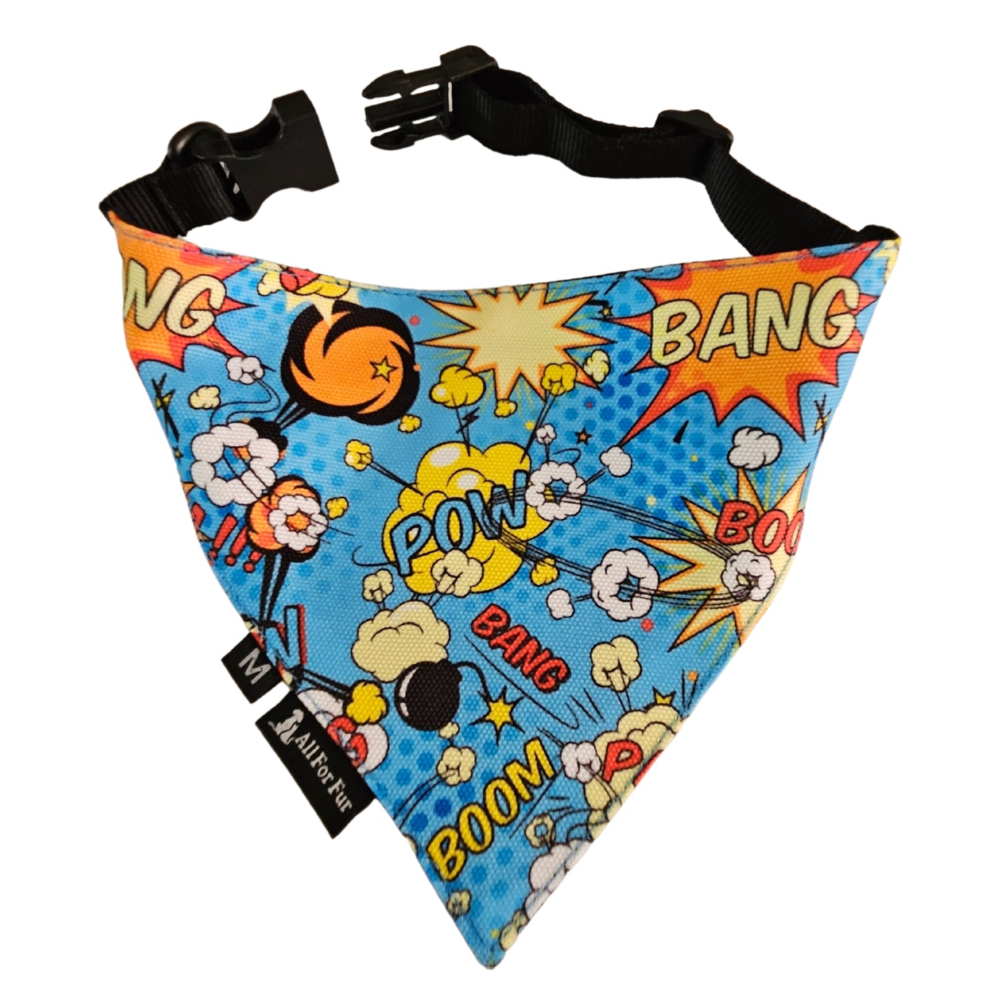 Blue Big Bang Boom Bandana | Snap-Buckle Closure | D-Ring Attachment