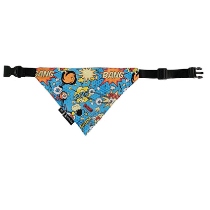 Blue Big Bang Boom Bandana | Snap-Buckle Closure | D-Ring Attachment