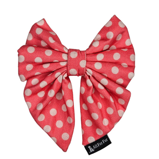 Pink & White Polka Sailor Bow Tie | Collar Insert/ Pull On