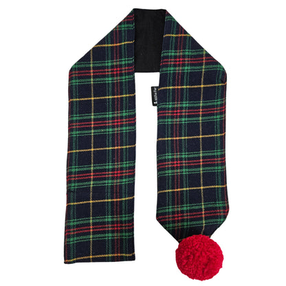 Multi-colored Plaid with Red Pom Pom Dog Scarf