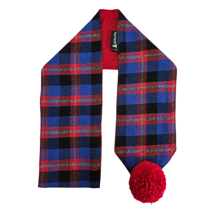 Red & Blue Reversible Plaid with Red Pom Pom Dog Scarf