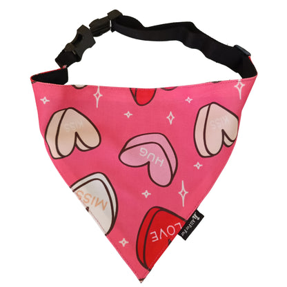 Pink Hearts Bandana | Snap-Buckle Closure