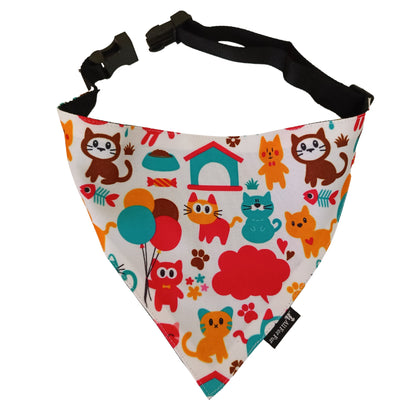 White Cats Bandana | Snap-Buckle Closure