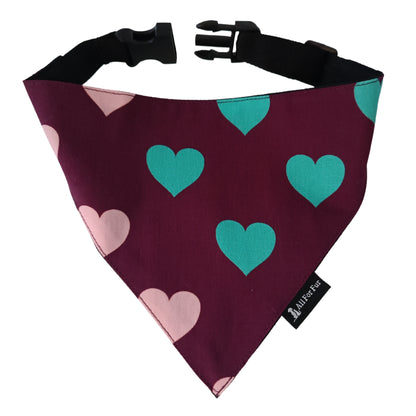 Green & Pink Hearts Bandana | Snap-Buckle Closure