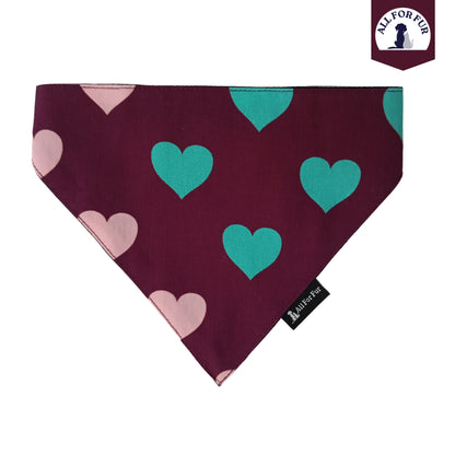 Green & Pink Hearts Bandana | Snap-Buckle Closure