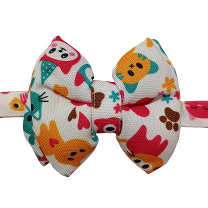 White Cats Bow Tie | Snap-Buckle Closure