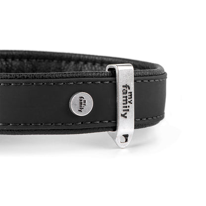 MyFamily Bilbao Dog Collar in Fine Crafted Black Leatherette
