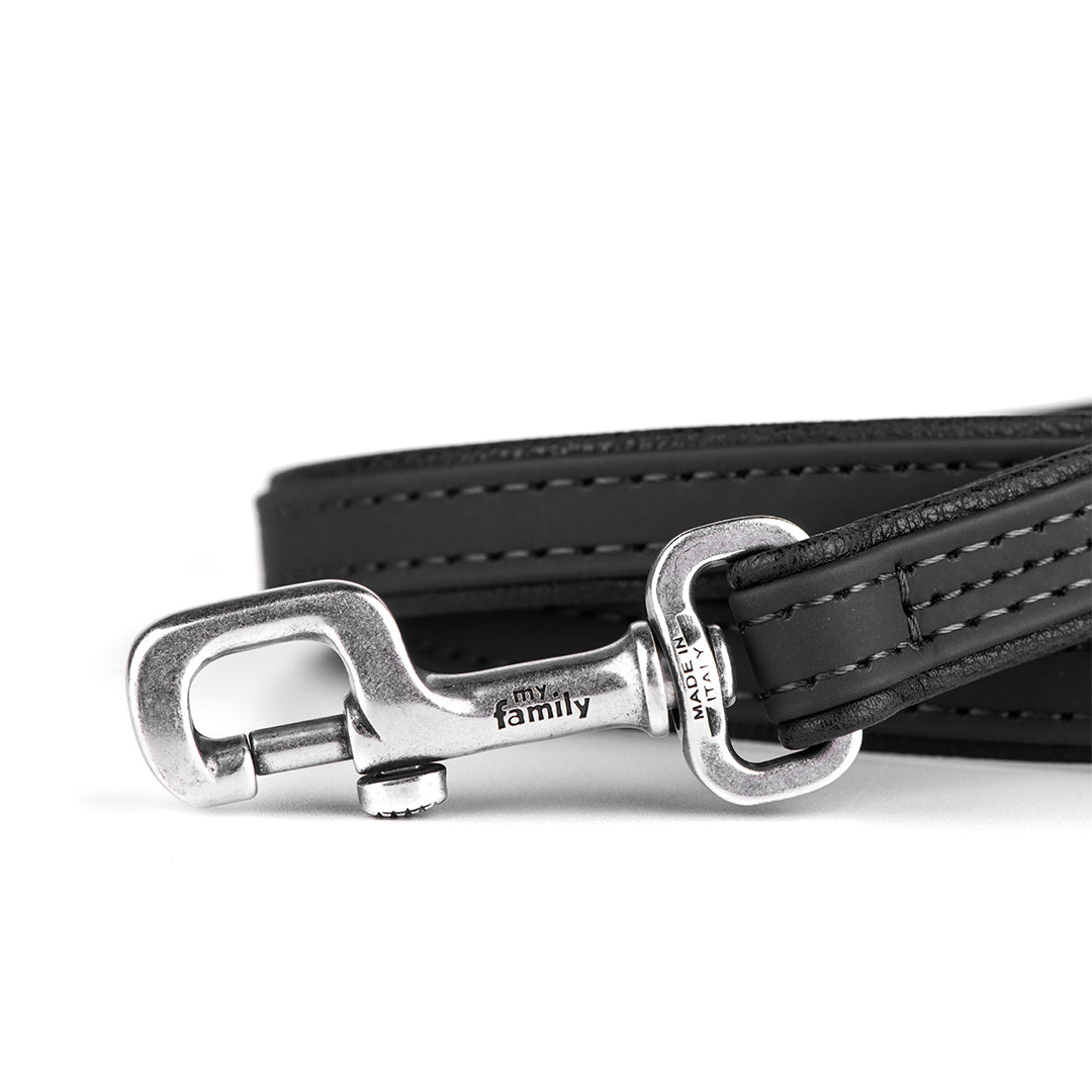 MyFamily Dog Leash in Fine Crafted Black Leatherette