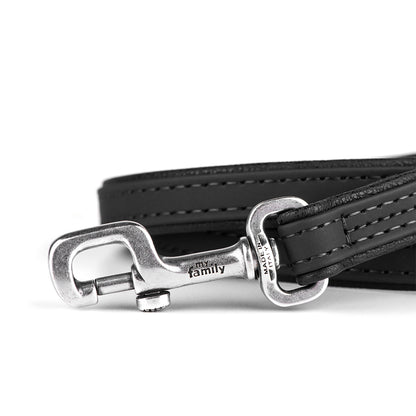 MyFamily Dog Leash in Fine Crafted Black Leatherette