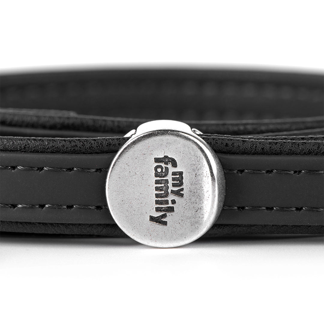 MyFamily Dog Leash in Fine Crafted Black Leatherette