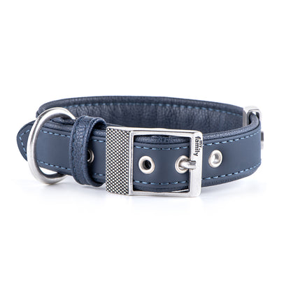 MyFamily Bilbao Dog Collar in Fine Crafted Blue Leatherette