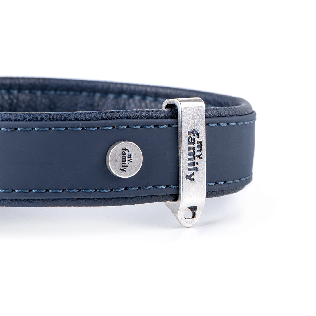 MyFamily Bilbao Dog Collar in Fine Crafted Blue Leatherette
