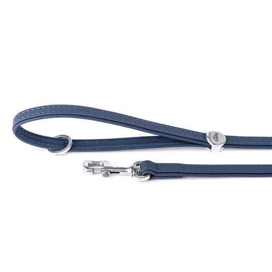 MyFamily Bilbao Dog Leash in Fine Crafted Blue Leatherette