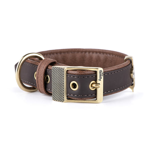 MyFamily Bilbao Dog Collar in Fine Crafted Brown Leatherette