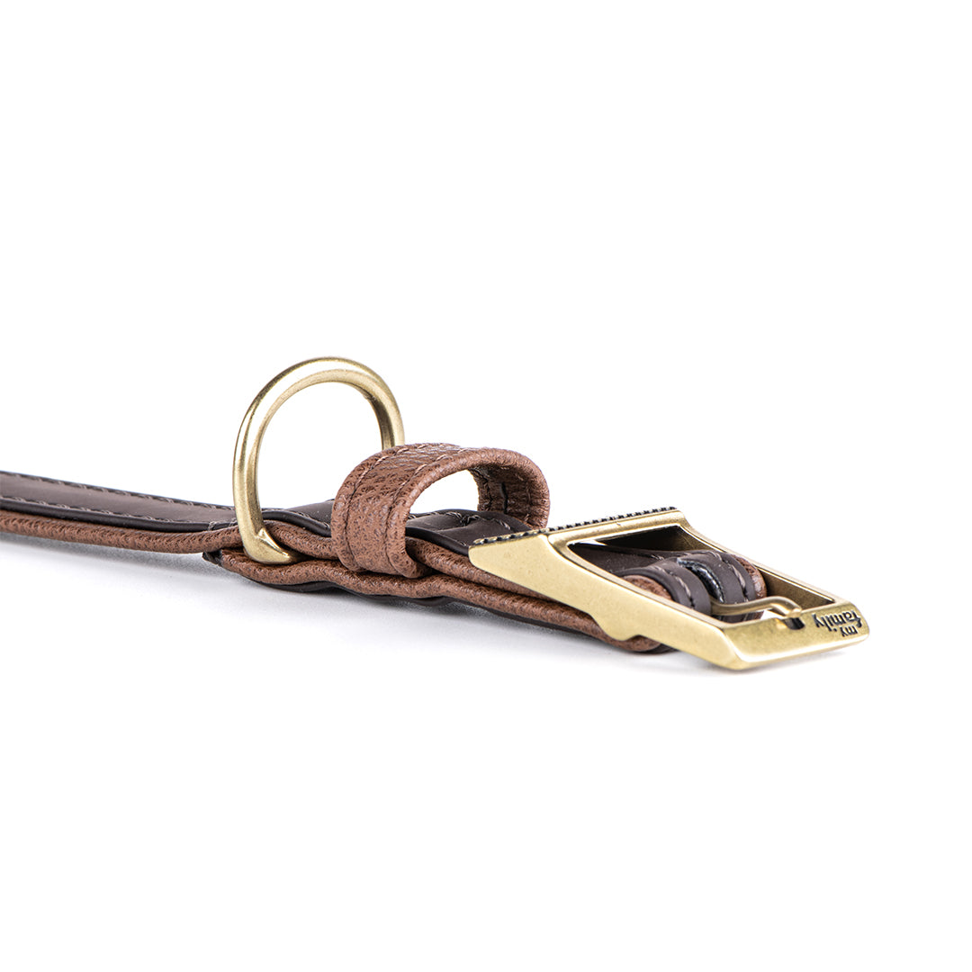 MyFamily Bilbao Dog Collar in Fine Crafted Brown Leatherette