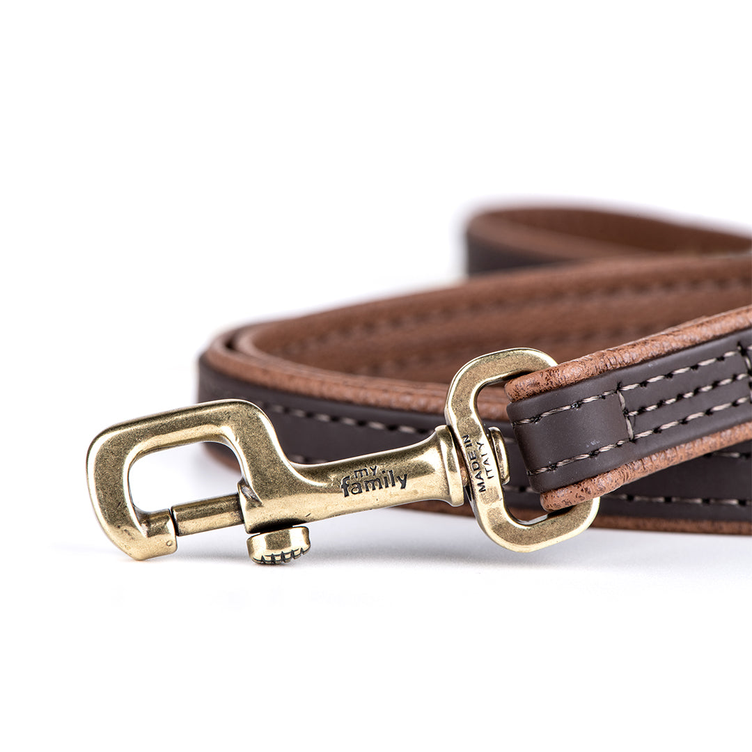 MyFamily Bilbao Dog Leash in Fine Crafted Brown Leatherette