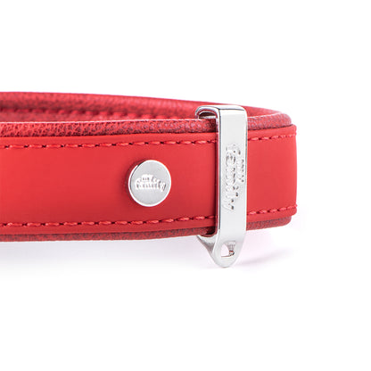 MyFamily Bilbao Dog Collar in Fine Crafted Red Leatherette
